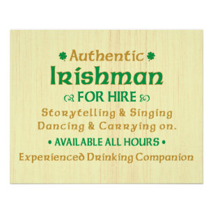 Poster Authentique Irlandais à Louer Drôle