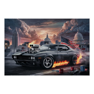 Poster Auto Drapeaux 02