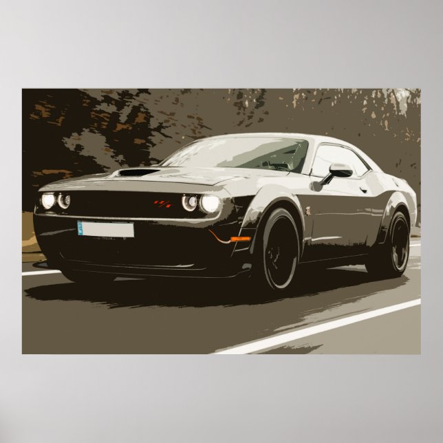 Poster auto Oldtimer Muscle voiture Dodge Challeng (Devant)