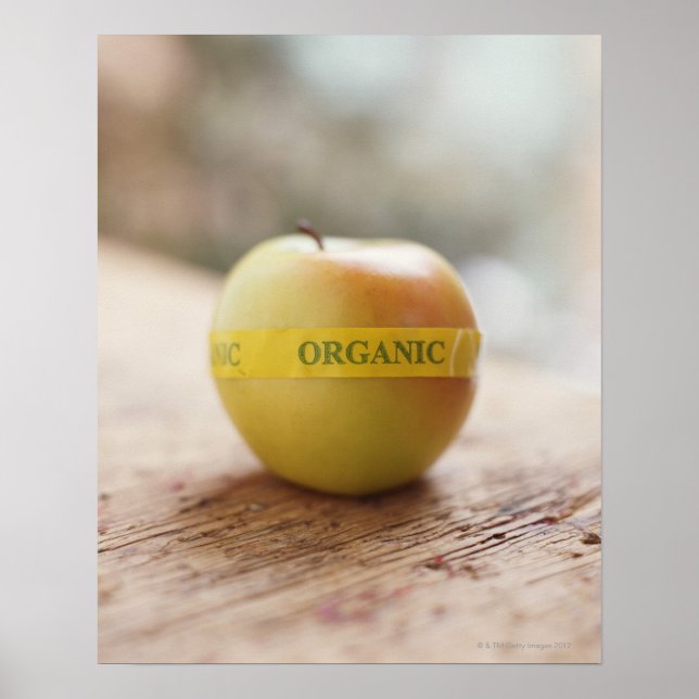 Poster Autocollant biologique sur pomme (Devant)