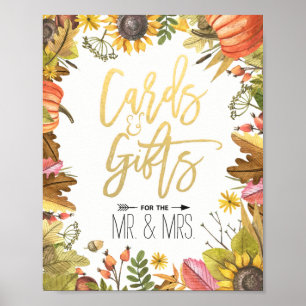 Poster Automne Maple Feuilles Cartes Cadeaux Mariage Sign