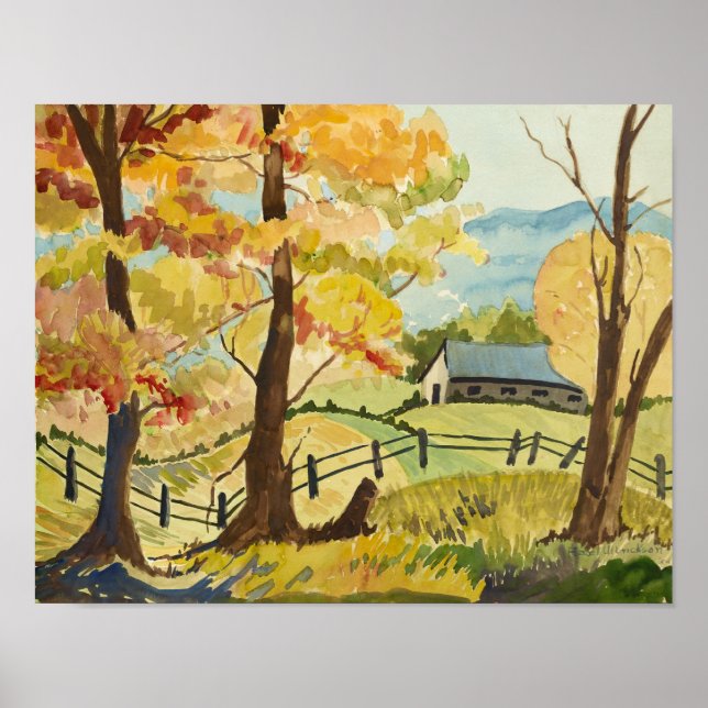 Poster Automne sur la ferme (Devant)