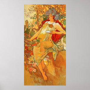 Poster Automne vintage par Alphonse Mucha