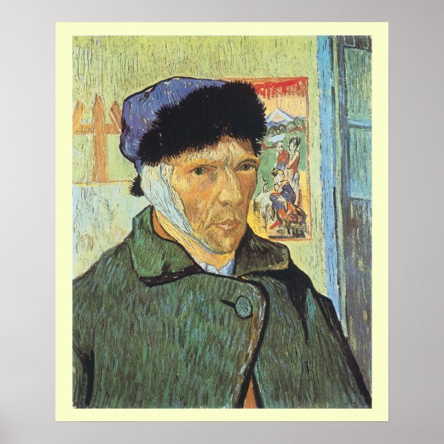 Poster Autoportrait à l'oreille bandée de Vincent van Gog (Devant)