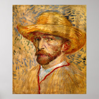 Poster Autoportrait avec Casquette de paille, Vincent Van