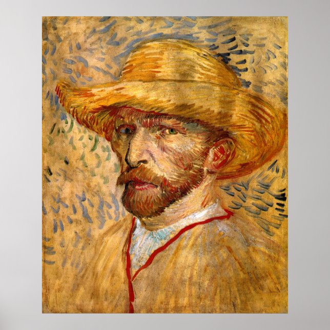 Poster Autoportrait avec Casquette de paille, Vincent Van (Devant)