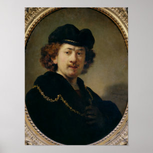 Poster Autoportrait avec Casquette et Gold Chain, 1633