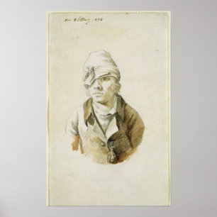 Poster Autoportrait avec Casquette et Patch oculaire