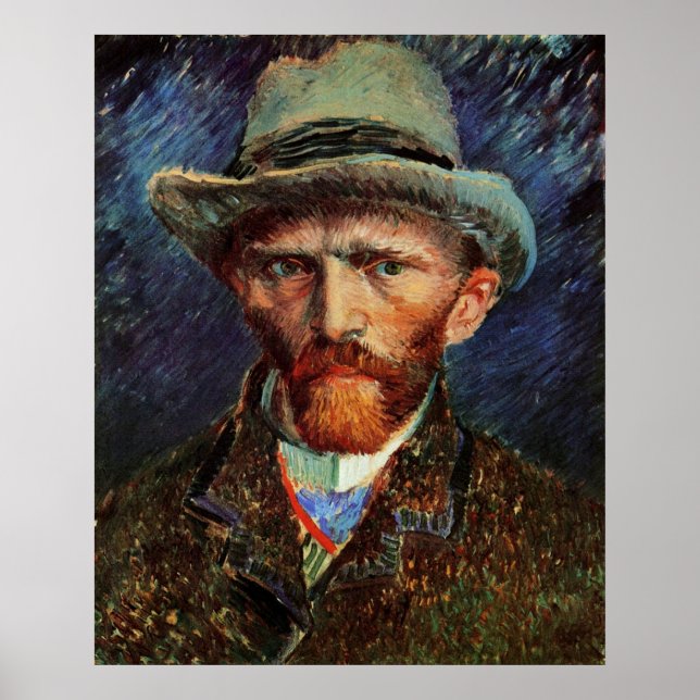 Poster Autoportrait avec Gris Felt Casquette par van Gogh (Devant)