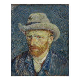 Poster Autoportrait de Van Gogh avec Casquette gris brill