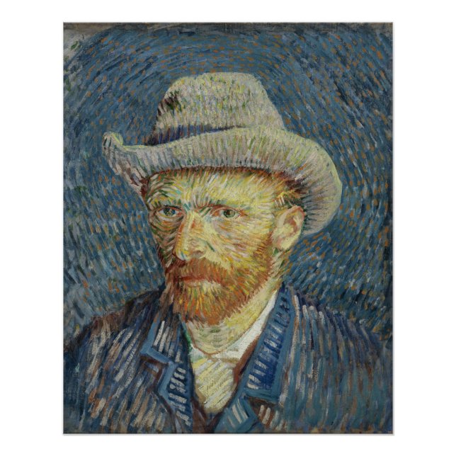 Poster Autoportrait de Van Gogh avec Casquette gris brill (Devant)