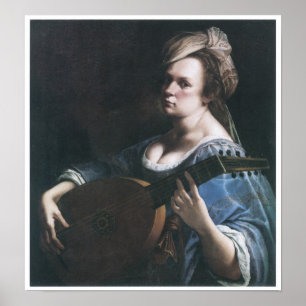 Poster Autoportrait Jouer une jute, 1615-17