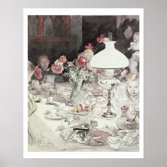 Poster Autour de la Lampe à la Soirée, 1900 (avec papier) (Devant)