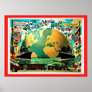 Poster Autour du Vintage voyage de voyage du monde