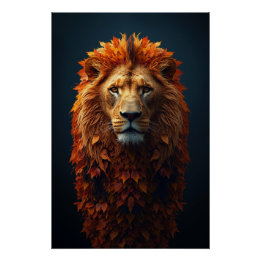 Poster Autumn Majesty – Regal Lion with Autumn Mane
