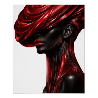 Poster Avant-Garde Red & Black Portrait