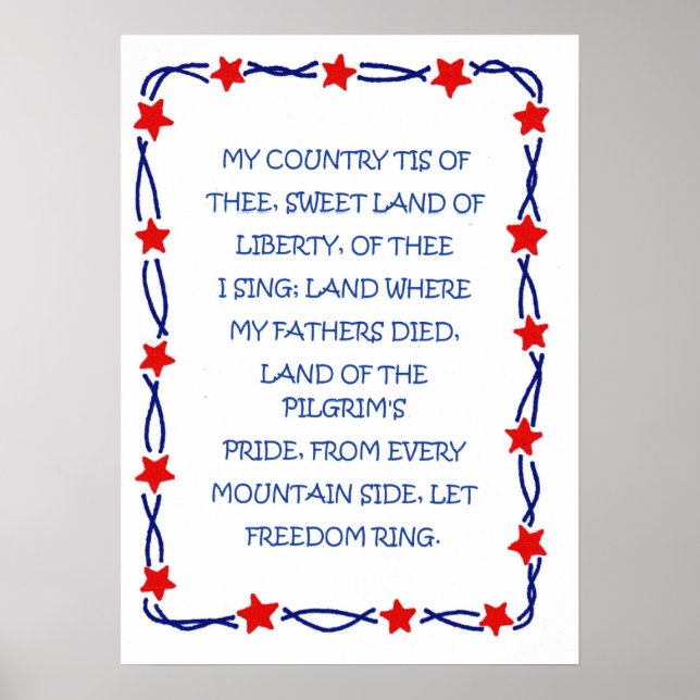 Poster avec America Song Design (Devant)