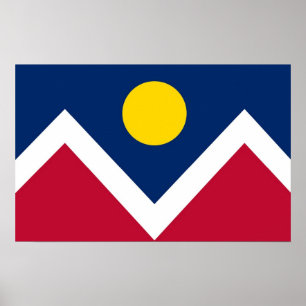 Poster avec Drapeau de Denver, Colorado, U.S.A.
