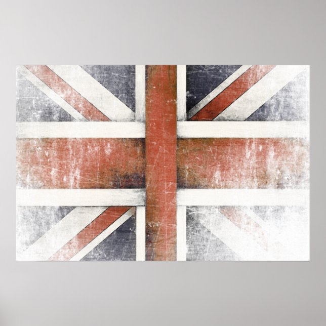 Poster avec drapeau de Grande-Bretagne Vintage (Devant)