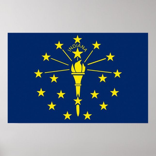 Poster avec Drapeau de l'Indiana, U.S.A. (Devant)