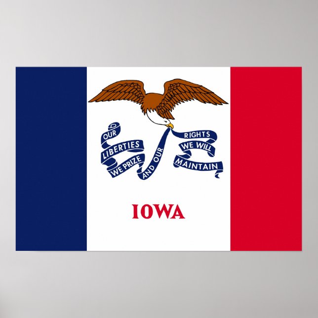Poster avec Drapeau de l'Iowa, U.S.A. (Devant)