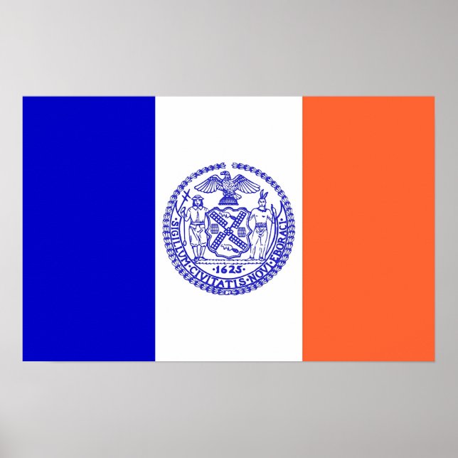 Poster avec Drapeau de New York, U.S.A. (Devant)