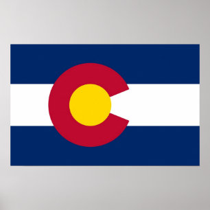 Poster avec Drapeau du Colorado, U.S.A.