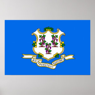 Poster avec Drapeau du Connecticut, U.S.A.