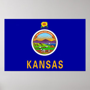 Poster avec Drapeau du Kansas, U.S.A.