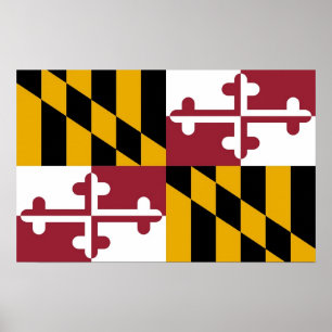 Poster avec Drapeau du Maryland, U.S.A.