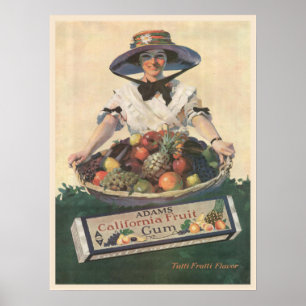 Poster avec la Vintage California Fruit Lady