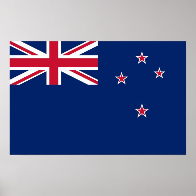 Poster avec le drapeau de la Nouvelle-Zélande (Devant)