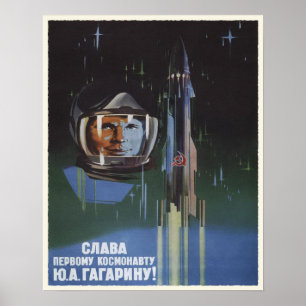 Poster avec le programme spatial de l'URSS Vintage