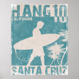 Poster avec Père Noël Cruz Surfer Imprimer