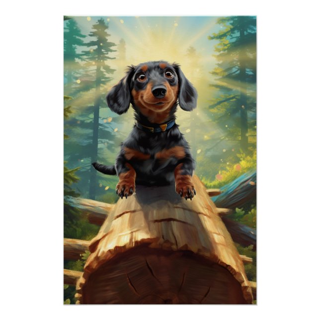 Poster Aventure Dachshund Et Butterfly Chase (Devant)