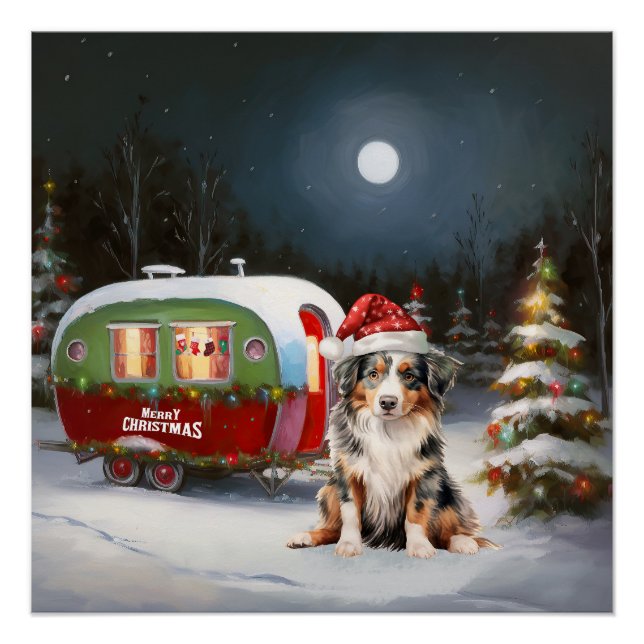 Poster Aventure de Noël en caravane avec un berger austra (Devant)