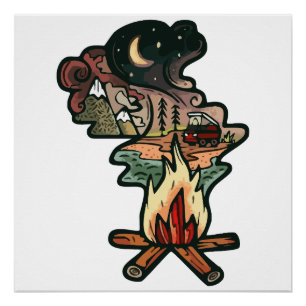 Poster Aventure de nuit au feu de camp