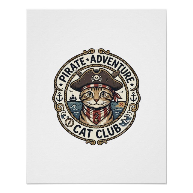 Poster Aventure de pirate Chat POD Vector Art - Aven Pir (Devant)