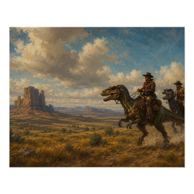Poster Aventure épique de dinosaures dans le Far West (Devant)