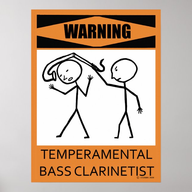 Poster Avertissement Basse Temperamental Clarinetist Post (Devant)