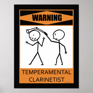Poster Avertissement Clarinétiste Temperamental