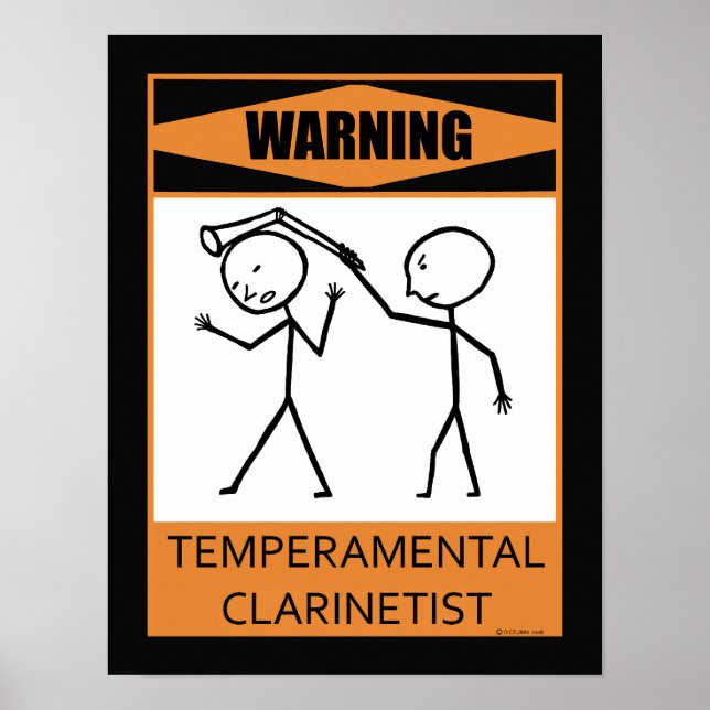 Poster Avertissement Clarinétiste Temperamental (Devant)
