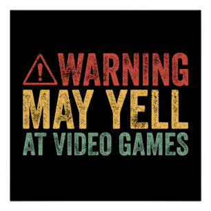 Poster Avertissement Vintage Peut Crier Contre Les Jeux V