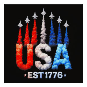 Poster Avions de chasse du 4 juillet Usa Patriotique