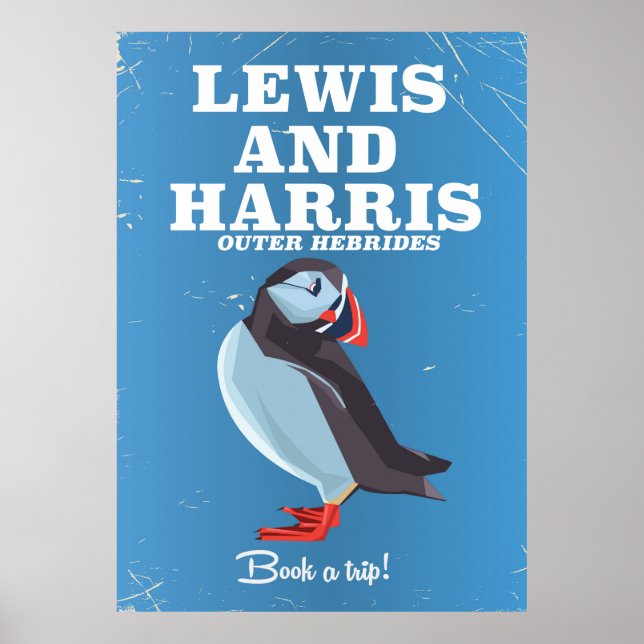 Poster Avis de voyage Lewis et Harris Scotland Puffin (Devant)