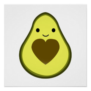 Poster Avocado Love Cute Avocado avec coeur