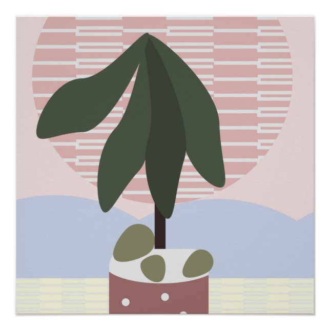 Poster Avocado Tree Blush Muet géométrique (Devant)