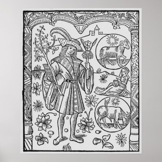 Poster Avril, fleurs, baies (Devant)