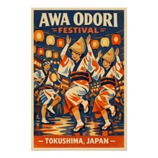 Poster Awa Odori Festival in Tokushima, Japan travel