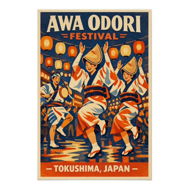 Poster Awa Odori Festival in Tokushima, Japan travel (Devant)